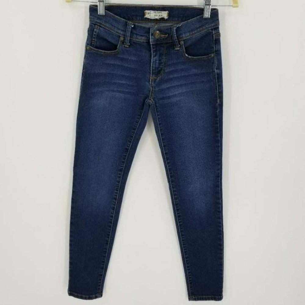 Free People Women's Distressed Dark Wash Stretch Ankle Skinny Jeans Size 24
